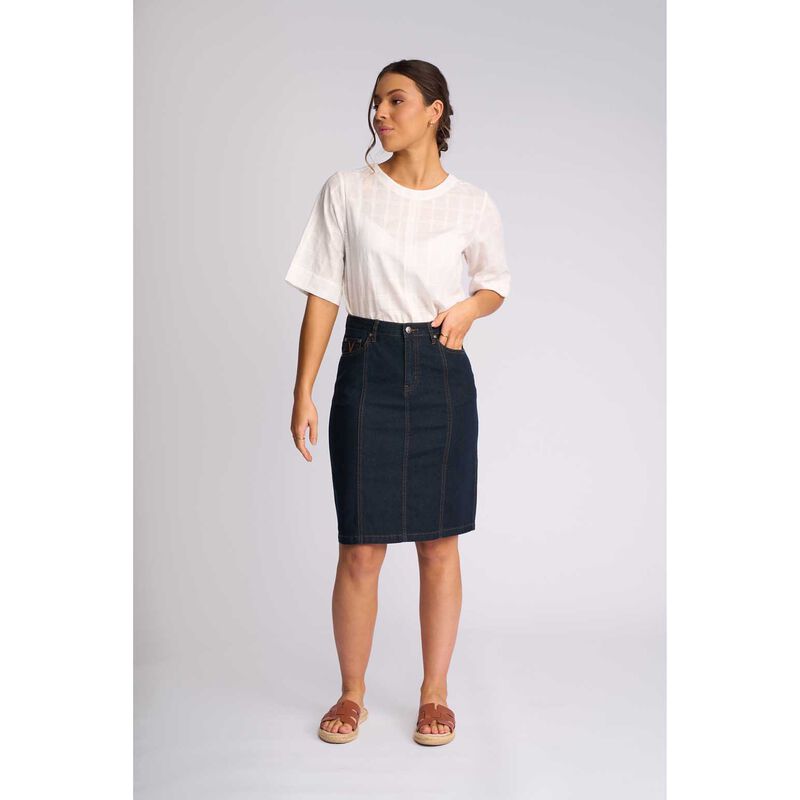 Vassalli Contrast Stitch Denim Skirt image number 3